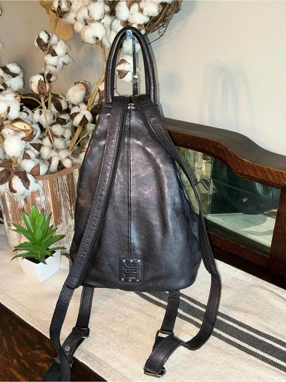 NWOT We The Free Leather Soho Convertible Sling Backpack Bag Black MSRP $128